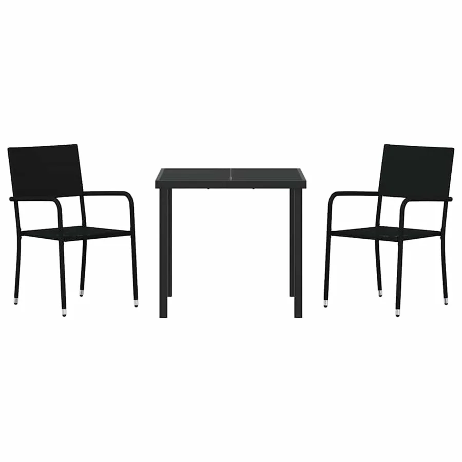 Ensemble de salle à manger pour jardin 3 pcs Noir polyrotin - 7
