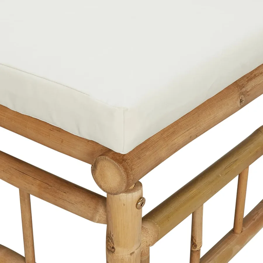 Canapés d'angle de jardin avec coussins blanc crème 2pcs bambou - 5