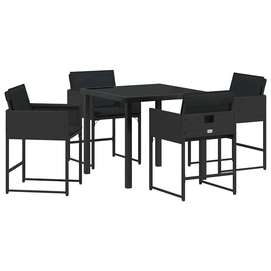 Ensemble de salle à manger pour jardin 5 pcs Noir polyrotin - 2