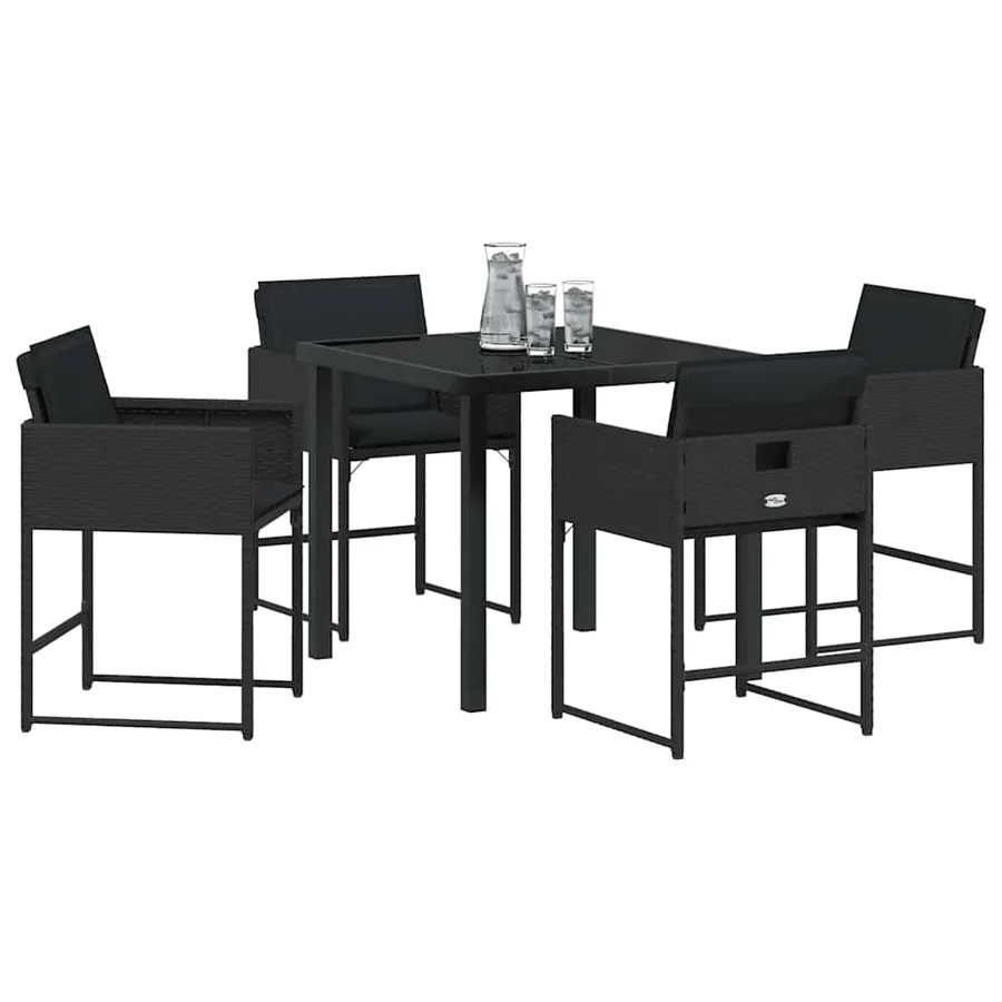 Ensemble de salle à manger pour jardin 5 pcs Noir polyrotin - 3