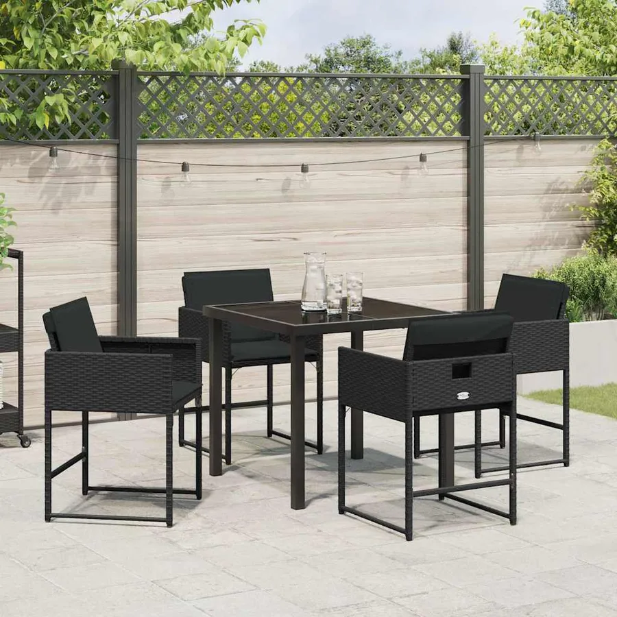 Ensemble de salle à manger pour jardin 5 pcs Noir polyrotin - 4