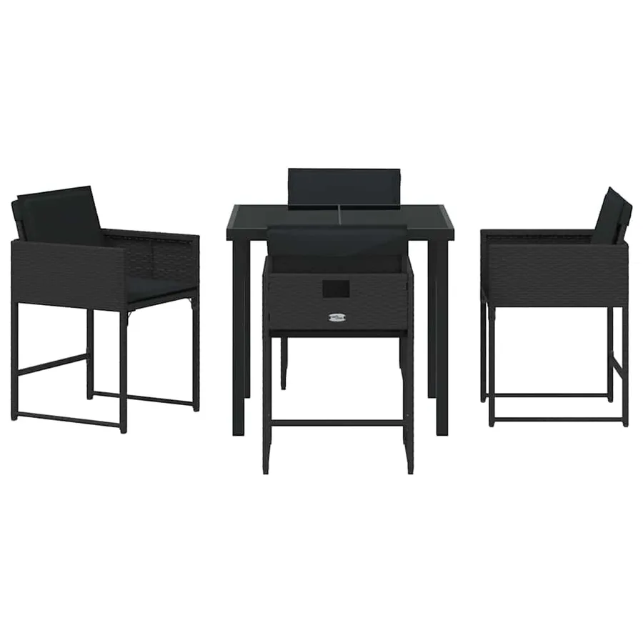 Ensemble de salle à manger pour jardin 5 pcs Noir polyrotin - 7