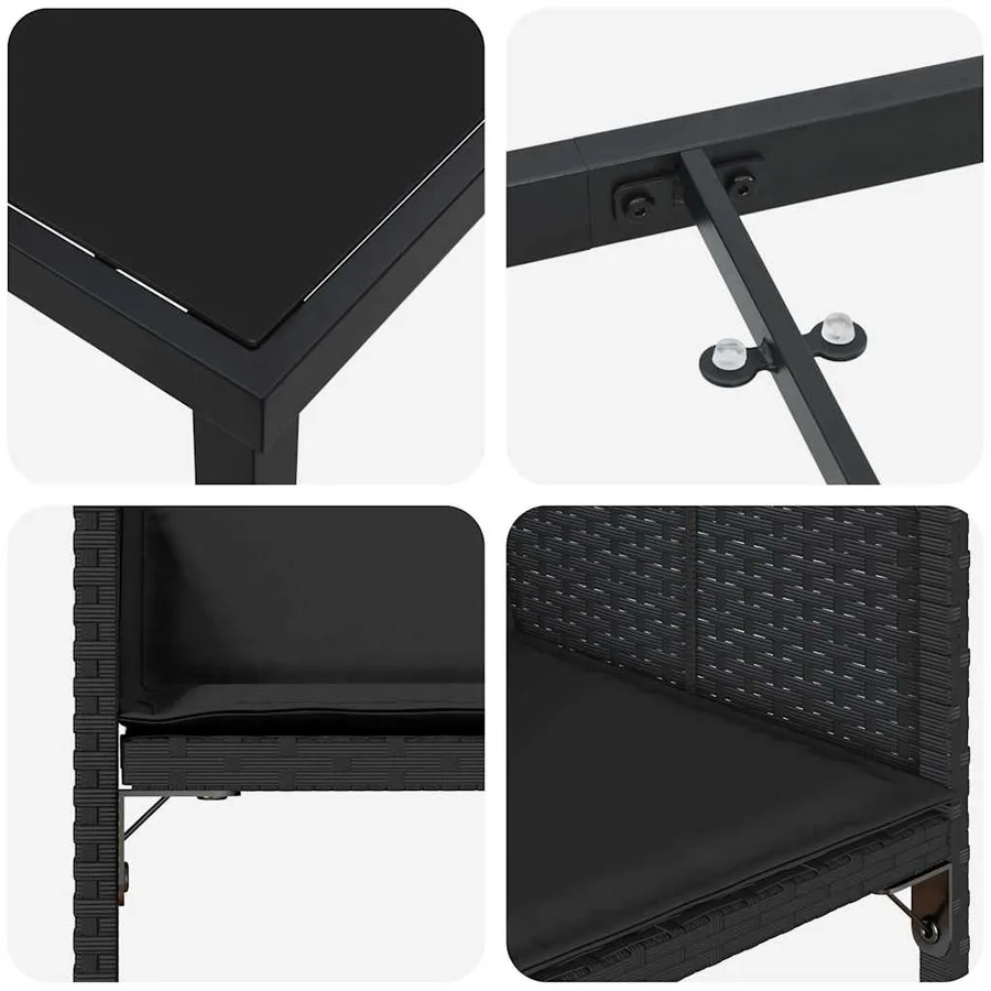 Ensemble de salle à manger pour jardin 5 pcs Noir polyrotin - 9