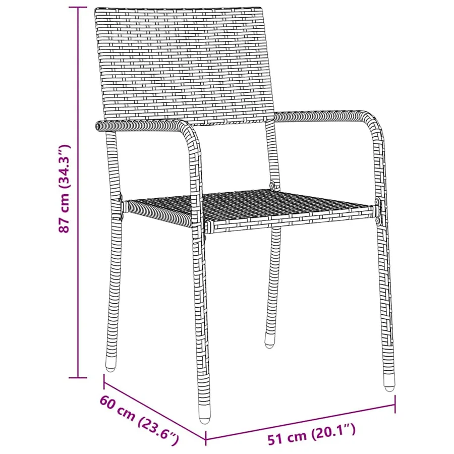 Ensemble de salle à manger pour jardin 3 pcs Gris polyrotin - 8