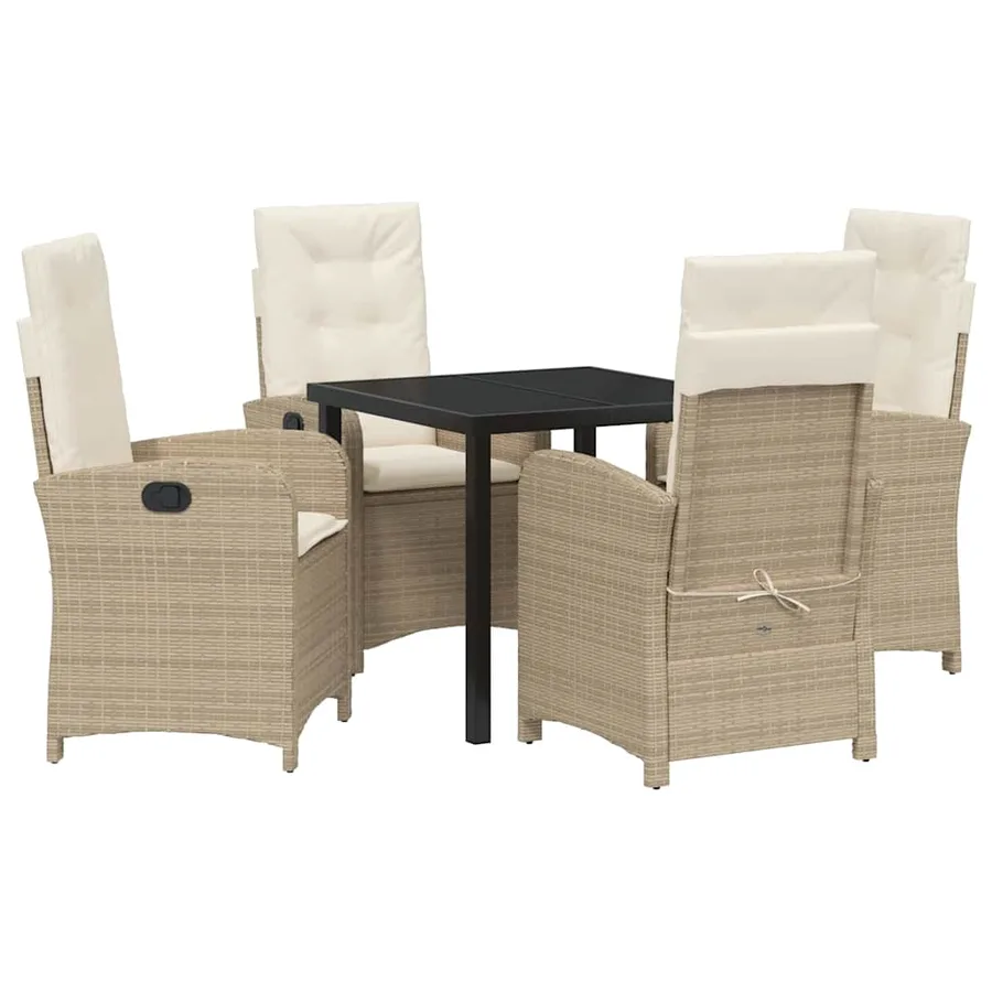 Ensemble de salle à manger pour jardin 5 pcs Beige polyrotin - 2