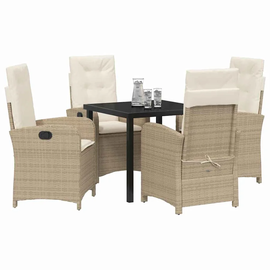 Ensemble de salle à manger pour jardin 5 pcs Beige polyrotin - 3