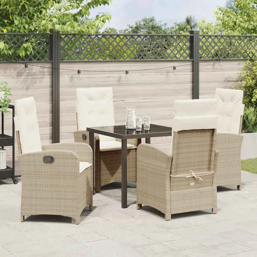 Ensemble de salle à manger pour jardin 5 pcs Beige polyrotin - 4