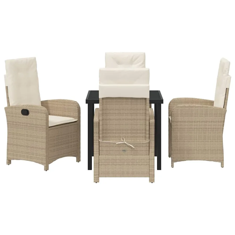 Ensemble de salle à manger pour jardin 5 pcs Beige polyrotin - 7
