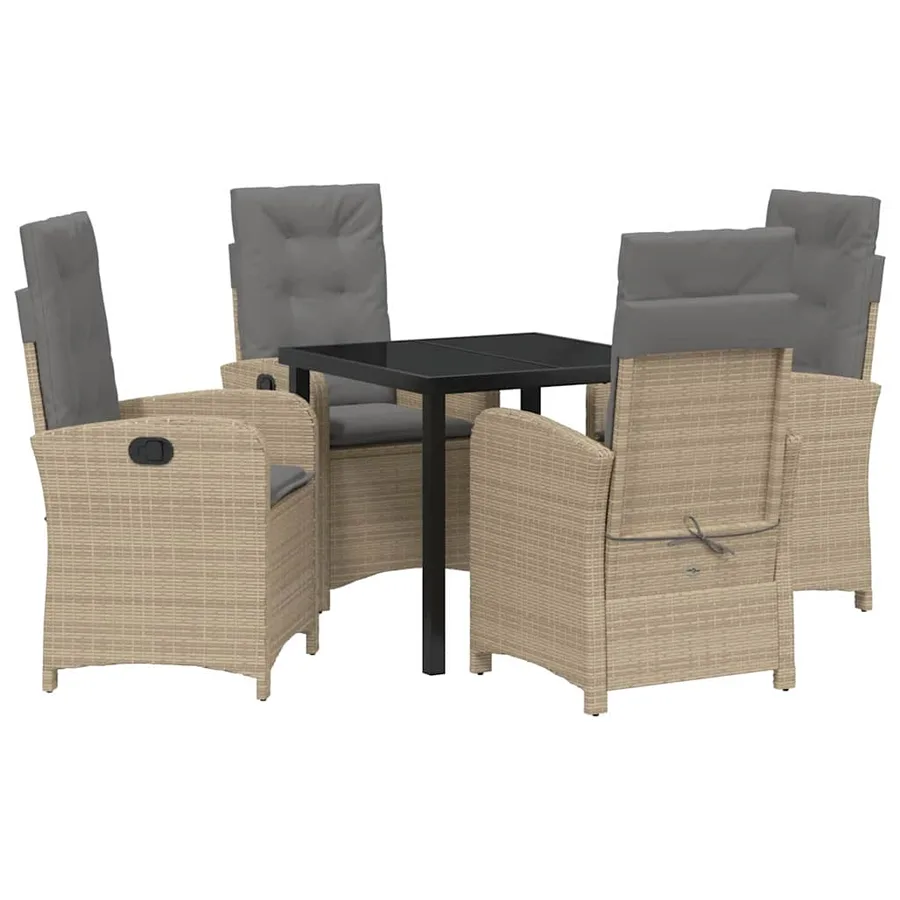 Ensemble de salle à manger pour jardin 5 pcs Beige polyrotin - 2