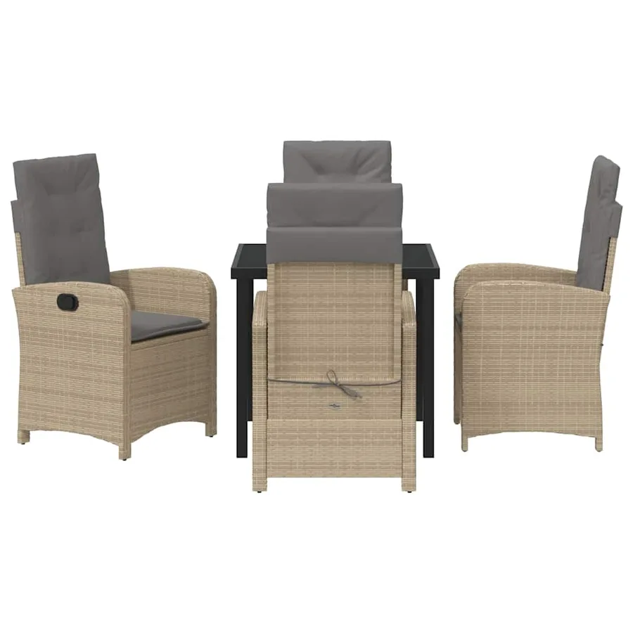 Ensemble de salle à manger pour jardin 5 pcs Beige polyrotin - 6