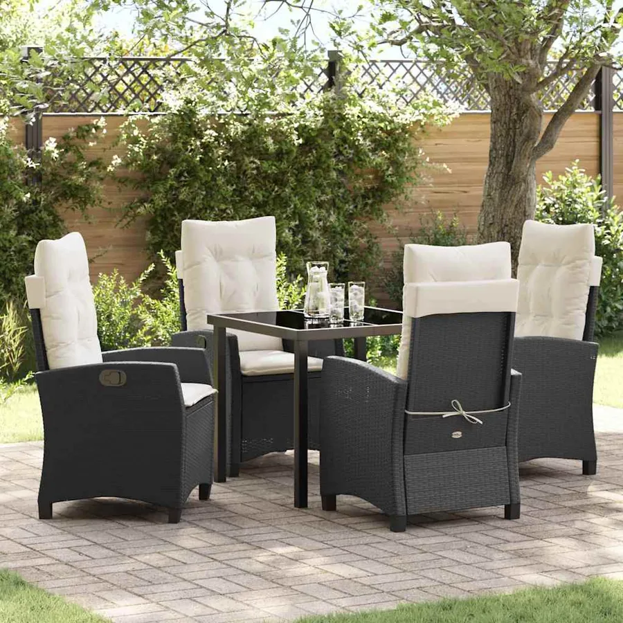 Ensemble de salle à manger pour jardin 5 pcs Noir polyrotin