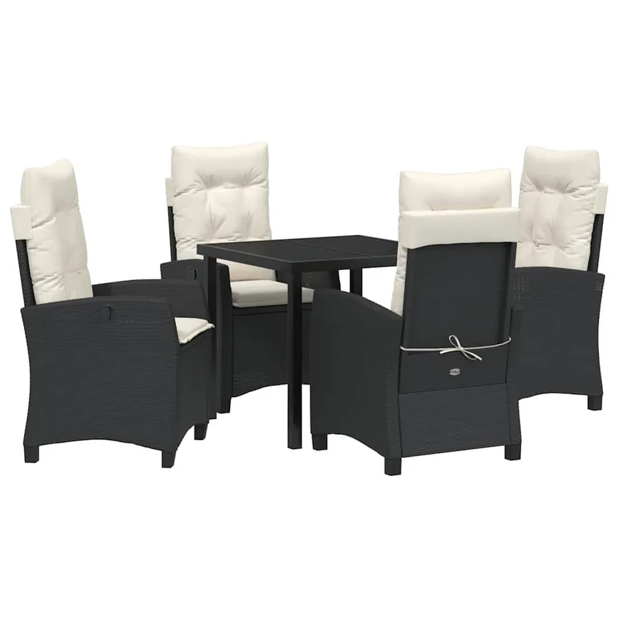 Ensemble de salle à manger pour jardin 5 pcs Noir polyrotin - 2