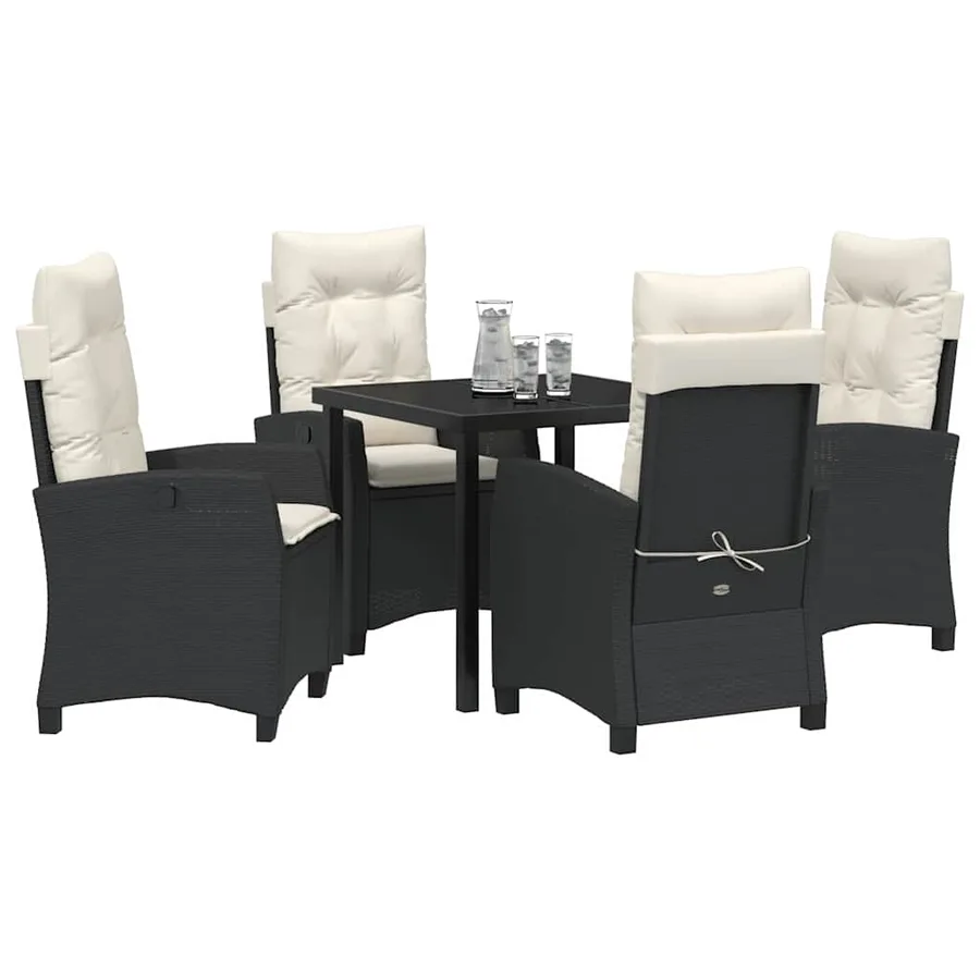 Ensemble de salle à manger pour jardin 5 pcs Noir polyrotin - 3