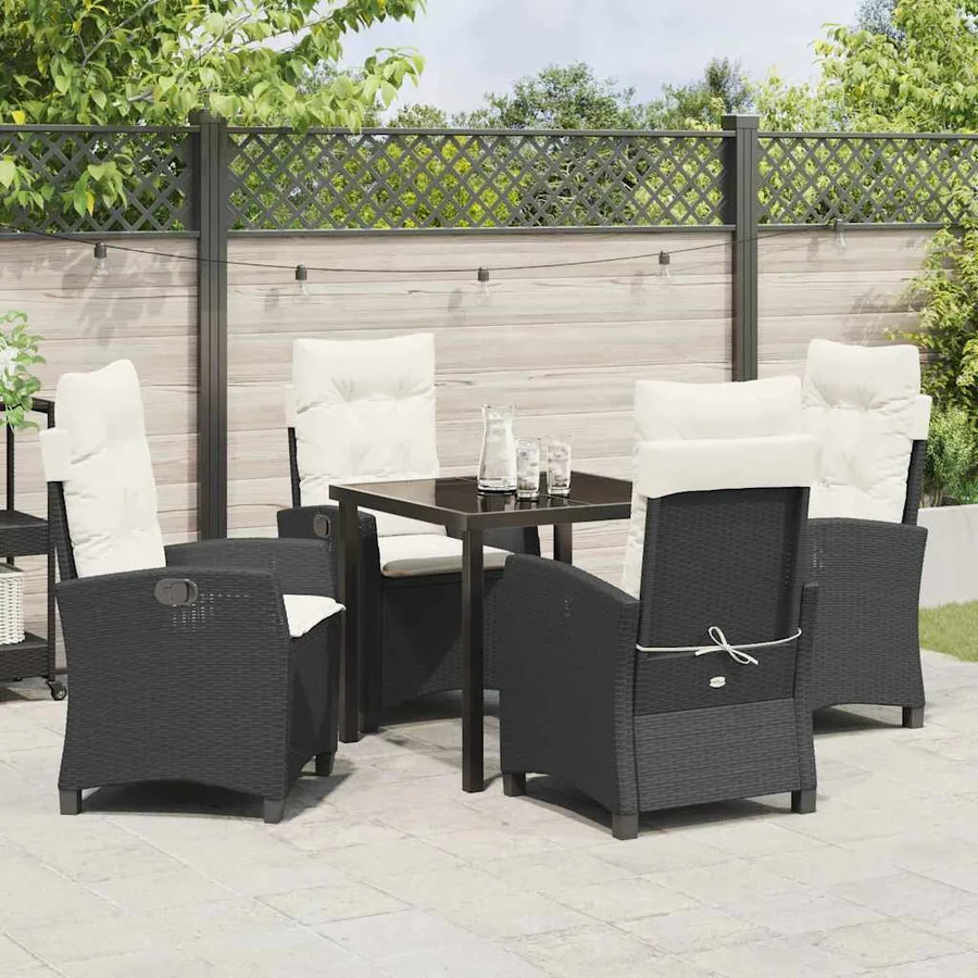 Ensemble de salle à manger pour jardin 5 pcs Noir polyrotin - 4
