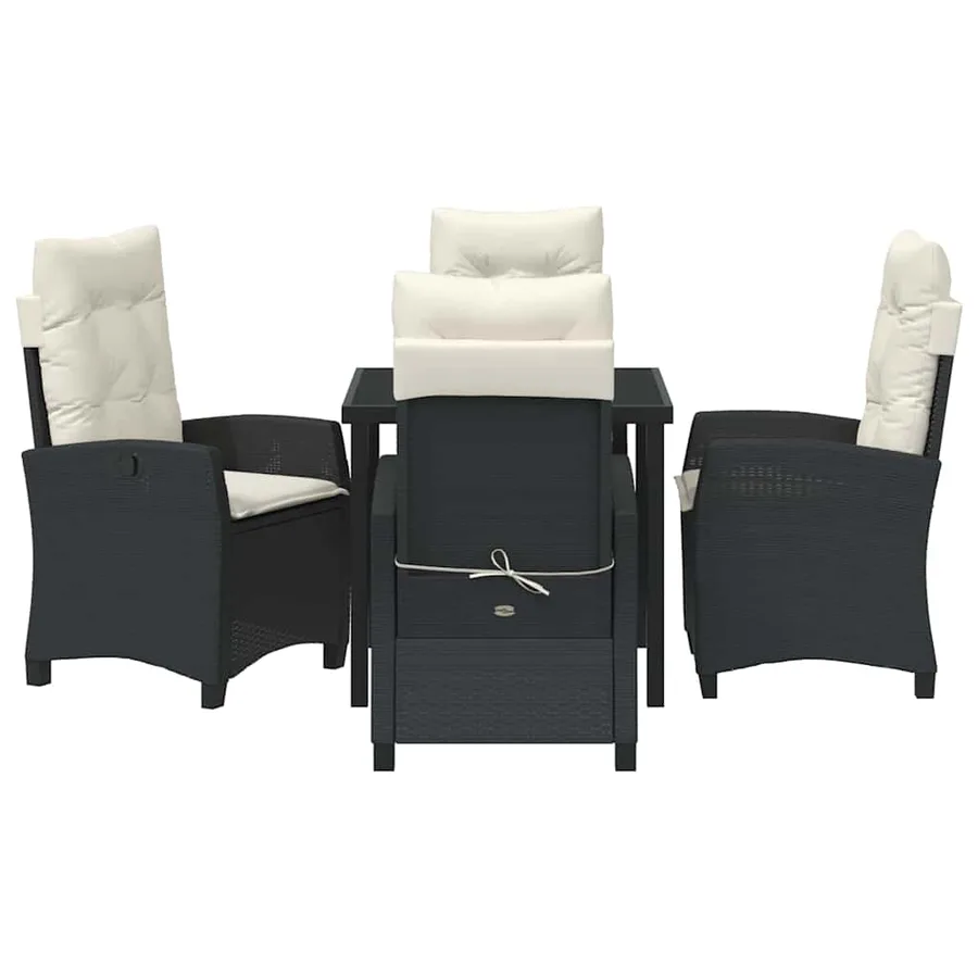 Ensemble de salle à manger pour jardin 5 pcs Noir polyrotin - 7