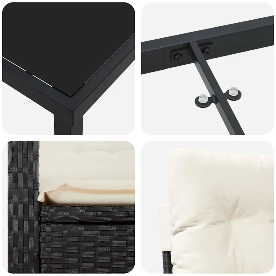 Ensemble de salle à manger pour jardin 5 pcs Noir polyrotin - 9