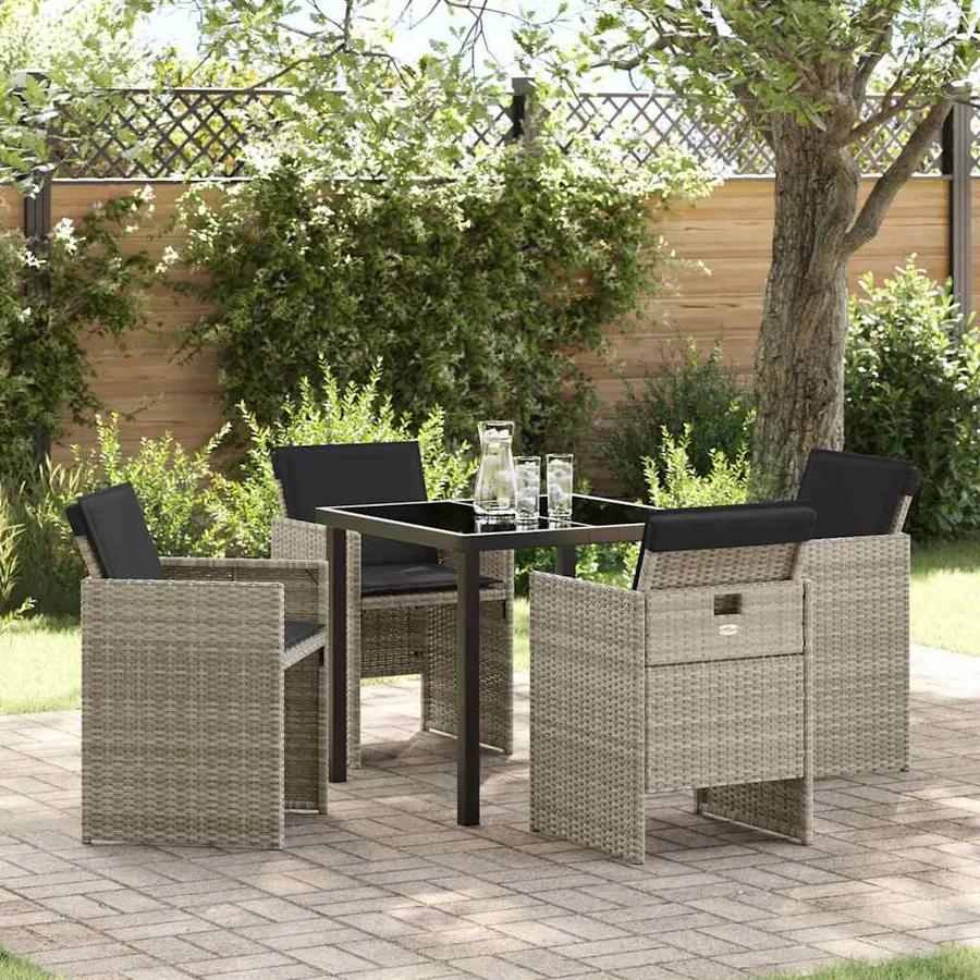 Ensemble de salle à manger pour jardin 5 pcs Gris clair