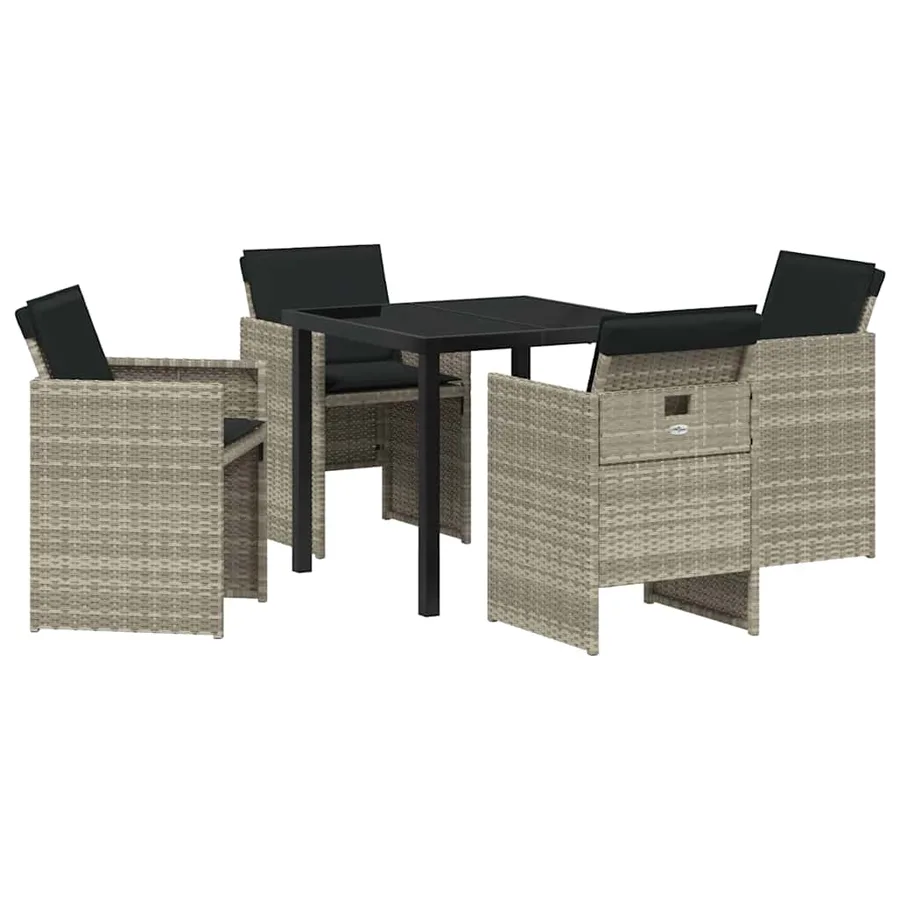 Ensemble de salle à manger pour jardin 5 pcs Gris clair - 2