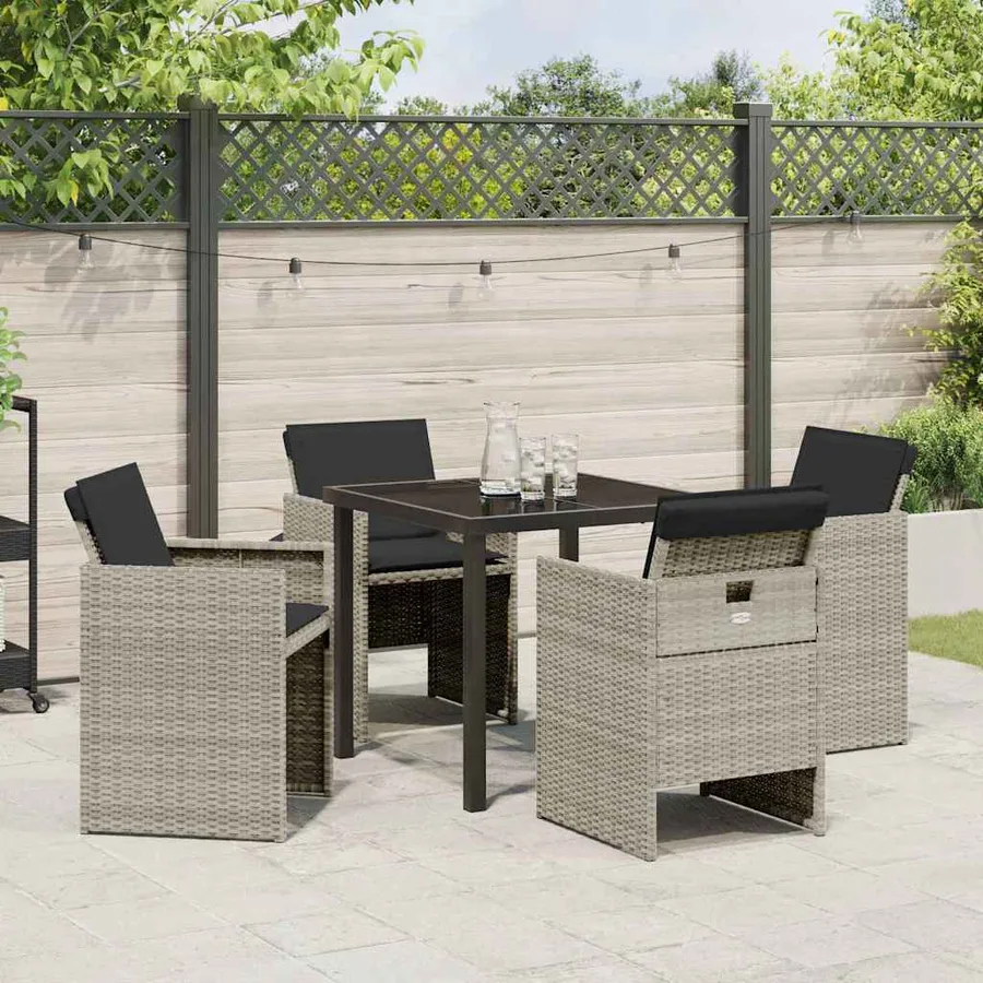 Ensemble de salle à manger pour jardin 5 pcs Gris clair - 4