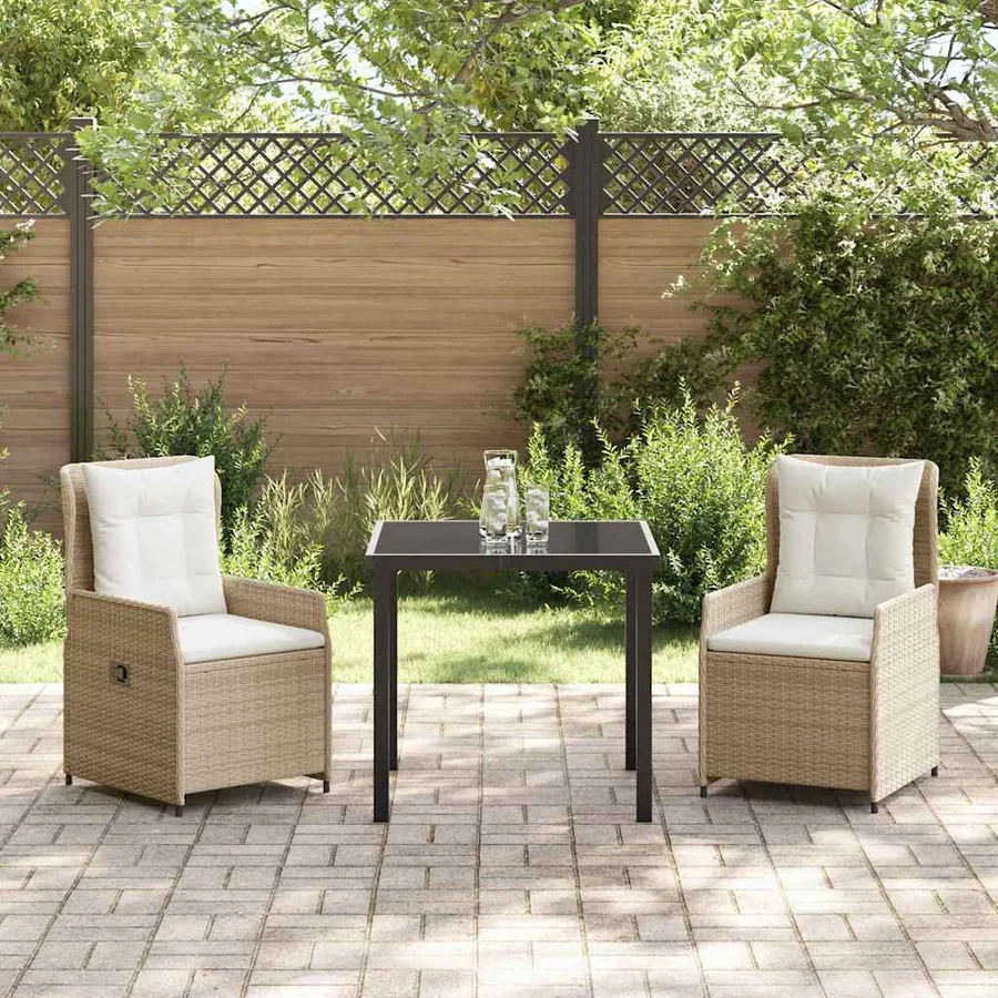 Ensemble de salle à manger pour jardin 3 pcs polyrotin - 4