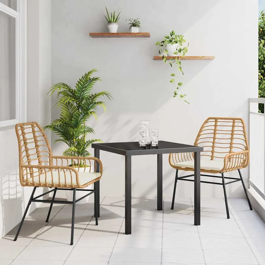 Ensemble de salle à manger pour jardin 3 pcs Marron polyrotin