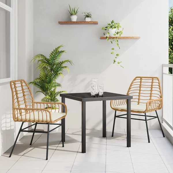 Ensemble de salle à manger pour jardin 3 pcs Marron polyrotin