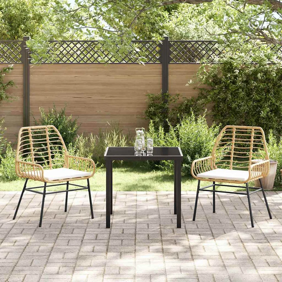 Ensemble de salle à manger pour jardin 3 pcs Marron polyrotin - 4