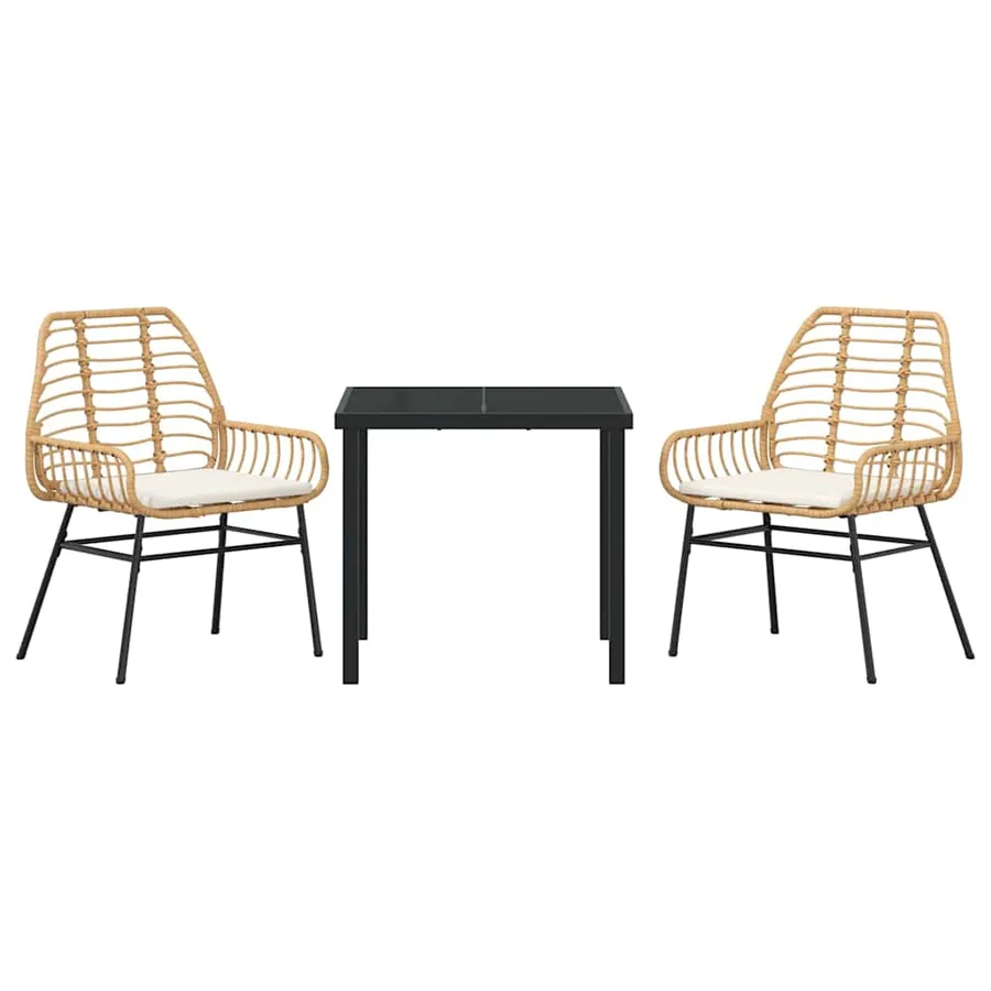 Ensemble de salle à manger pour jardin 3 pcs Marron polyrotin - 7