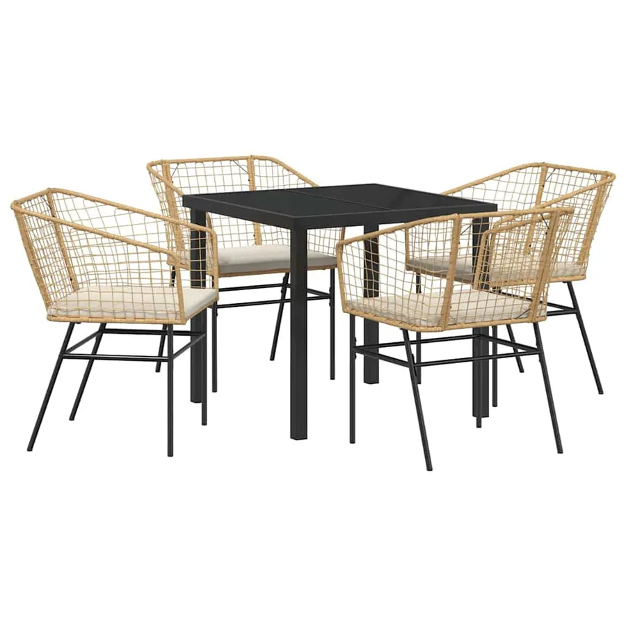 Ensemble de salle à manger pour jardin 5 pcs Marron polyrotin - 2
