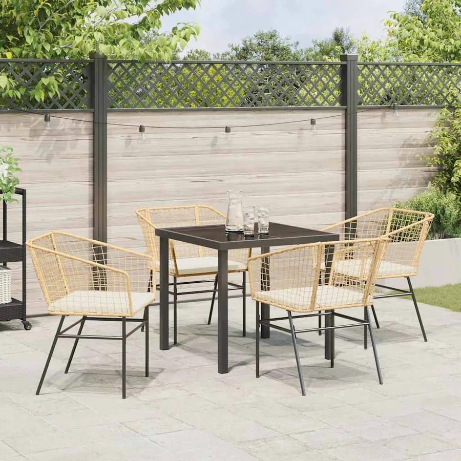 Ensemble de salle à manger pour jardin 5 pcs Marron polyrotin - 4