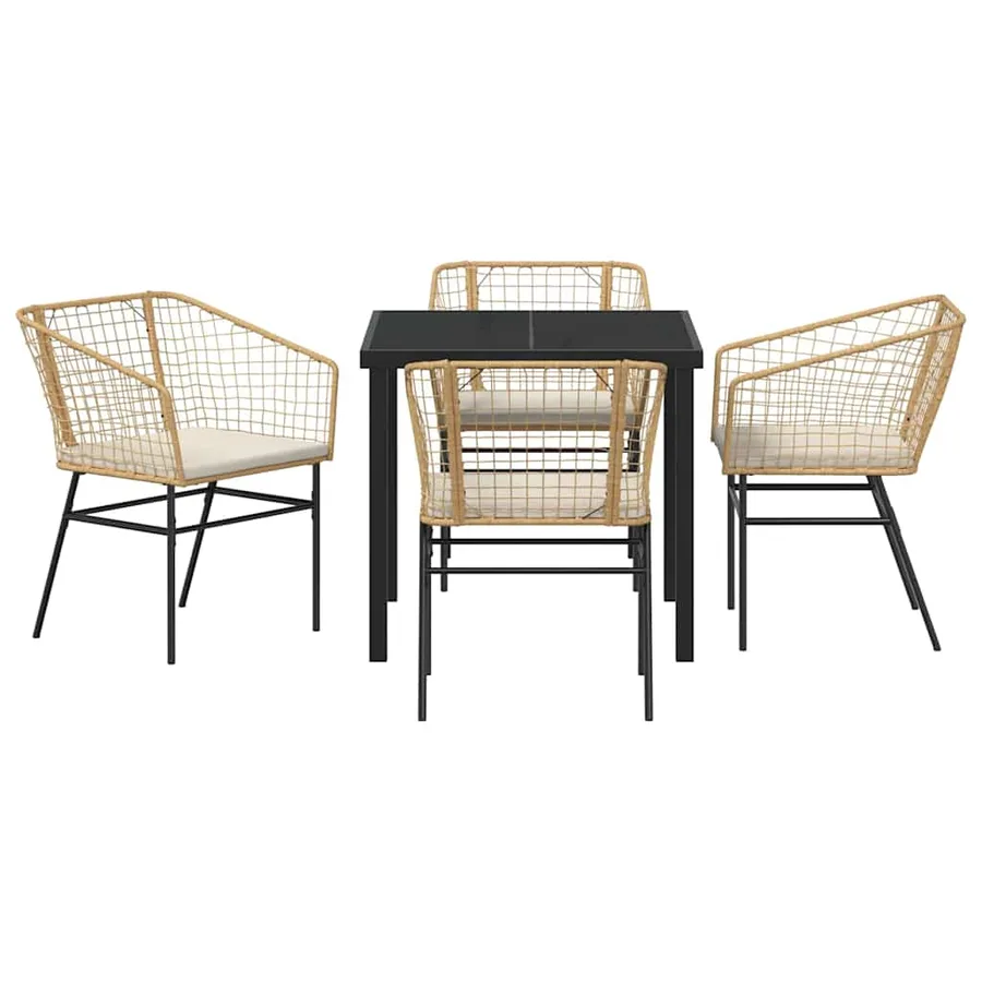 Ensemble de salle à manger pour jardin 5 pcs Marron polyrotin - 7