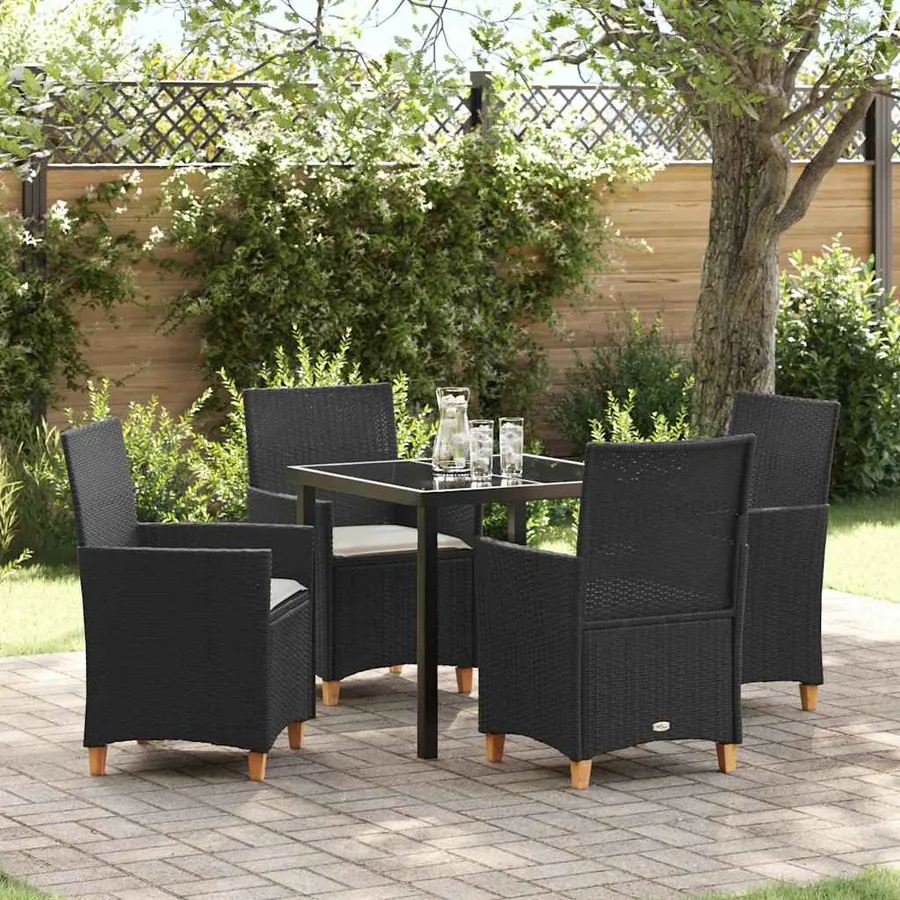 Ensemble de salle à manger pour jardin 5 pcs Noir polyrotin