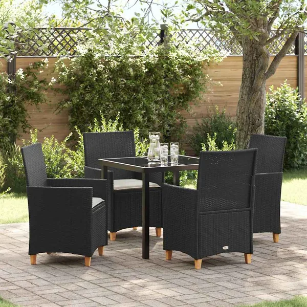 Ensemble de salle à manger pour jardin 5 pcs Noir polyrotin