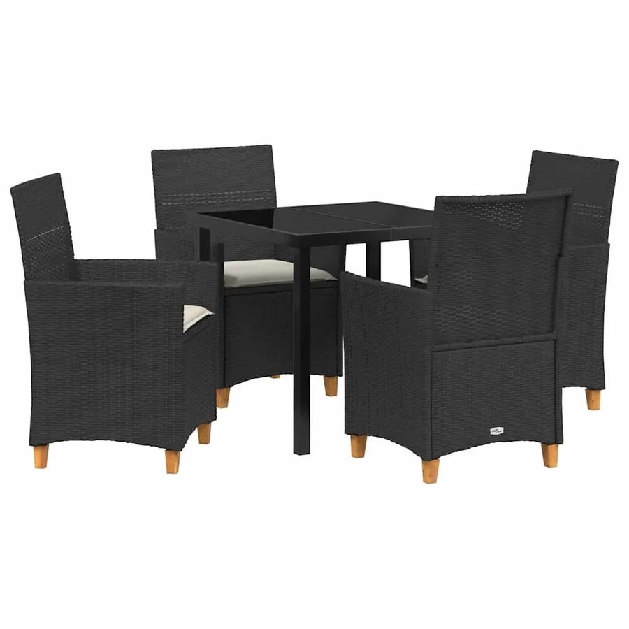 Ensemble de salle à manger pour jardin 5 pcs Noir polyrotin - 2