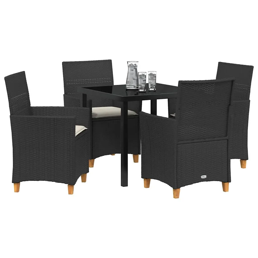 Ensemble de salle à manger pour jardin 5 pcs Noir polyrotin - 3