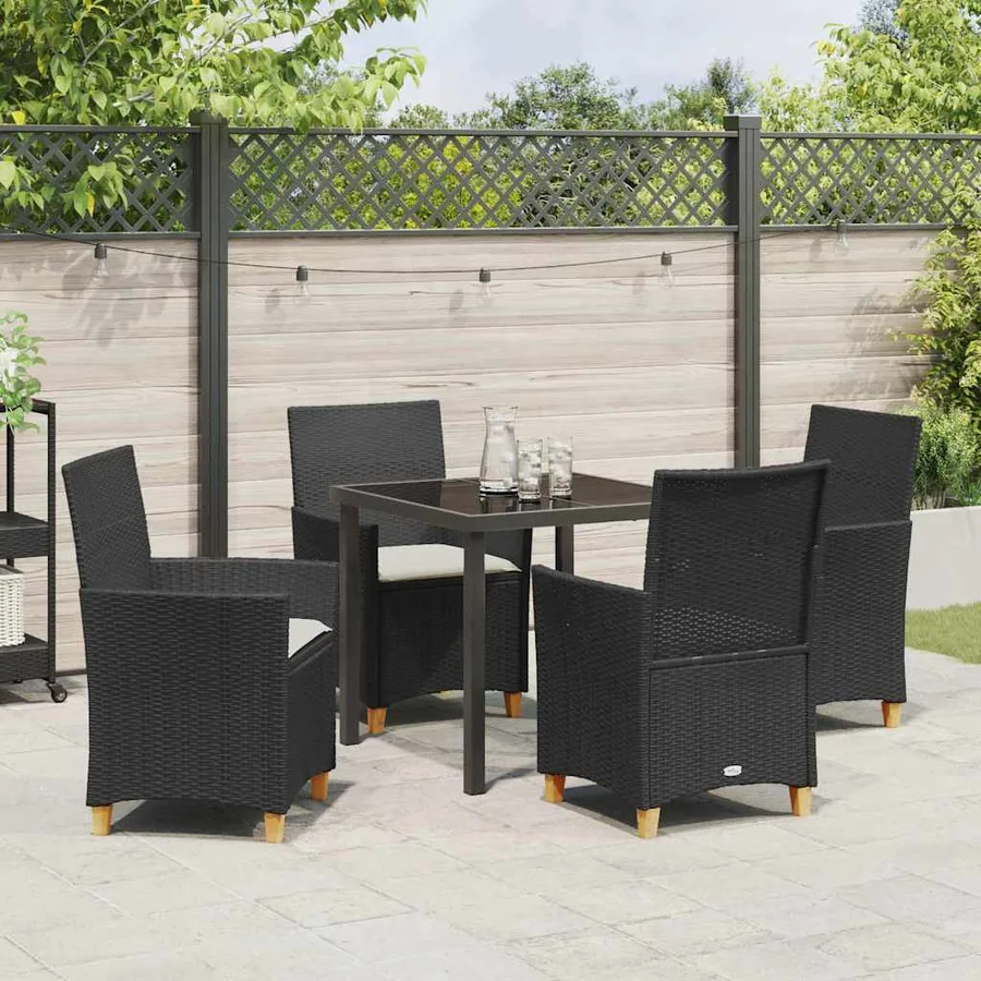 Ensemble de salle à manger pour jardin 5 pcs Noir polyrotin - 4