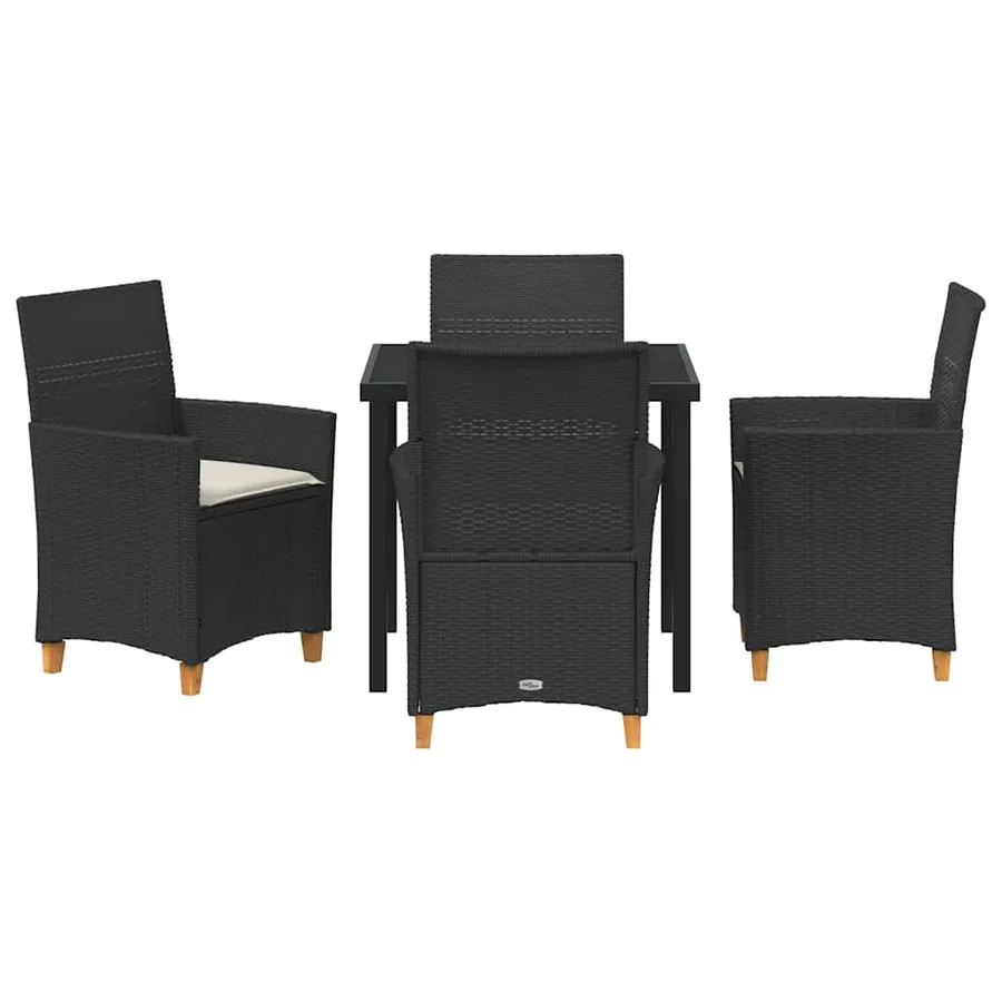 Ensemble de salle à manger pour jardin 5 pcs Noir polyrotin - 7
