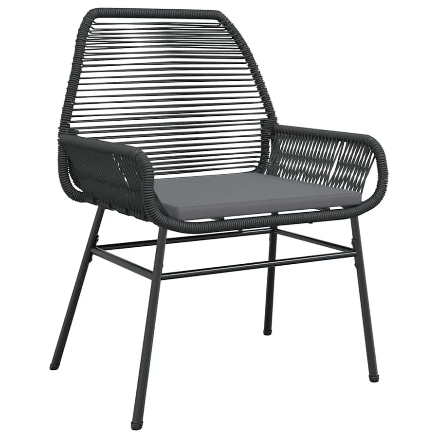 Ensemble de salle à manger pour jardin 3 pcs Noir polyrotin - 6
