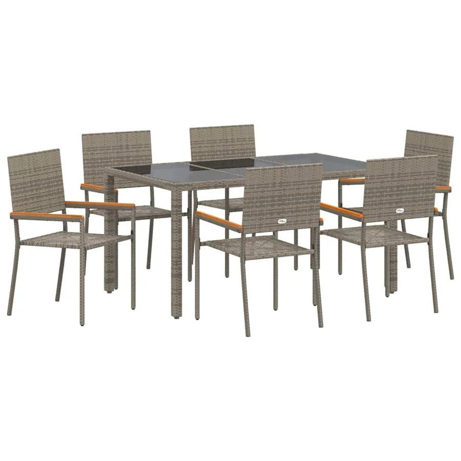 Ensemble de salle à manger pour jardin 7 pcs Gris polyrotin - 2