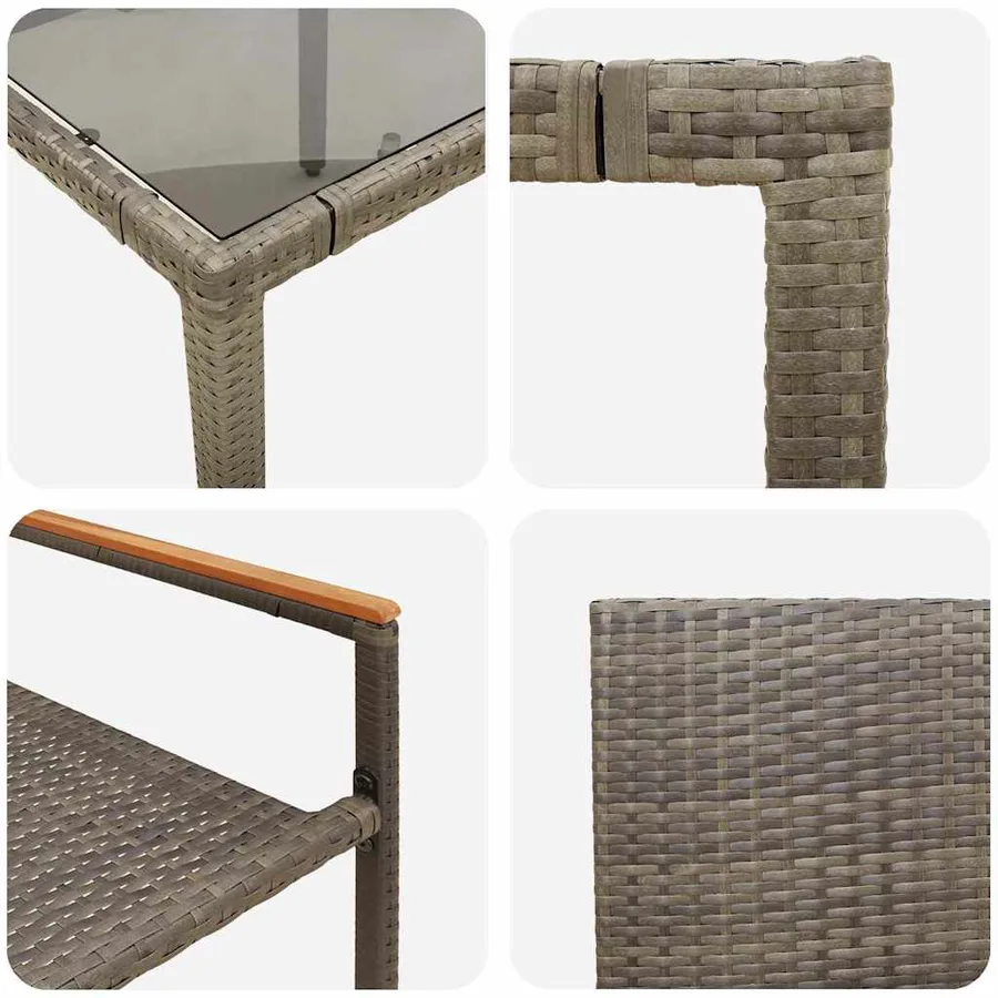 Ensemble de salle à manger pour jardin 7 pcs Gris polyrotin - 9