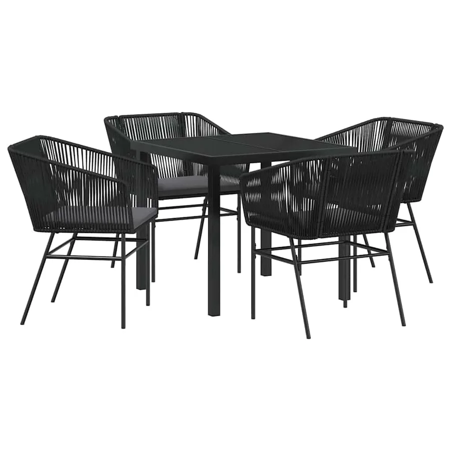 Ensemble de salle à manger pour jardin avec coussin 5 pcs Noir - 2