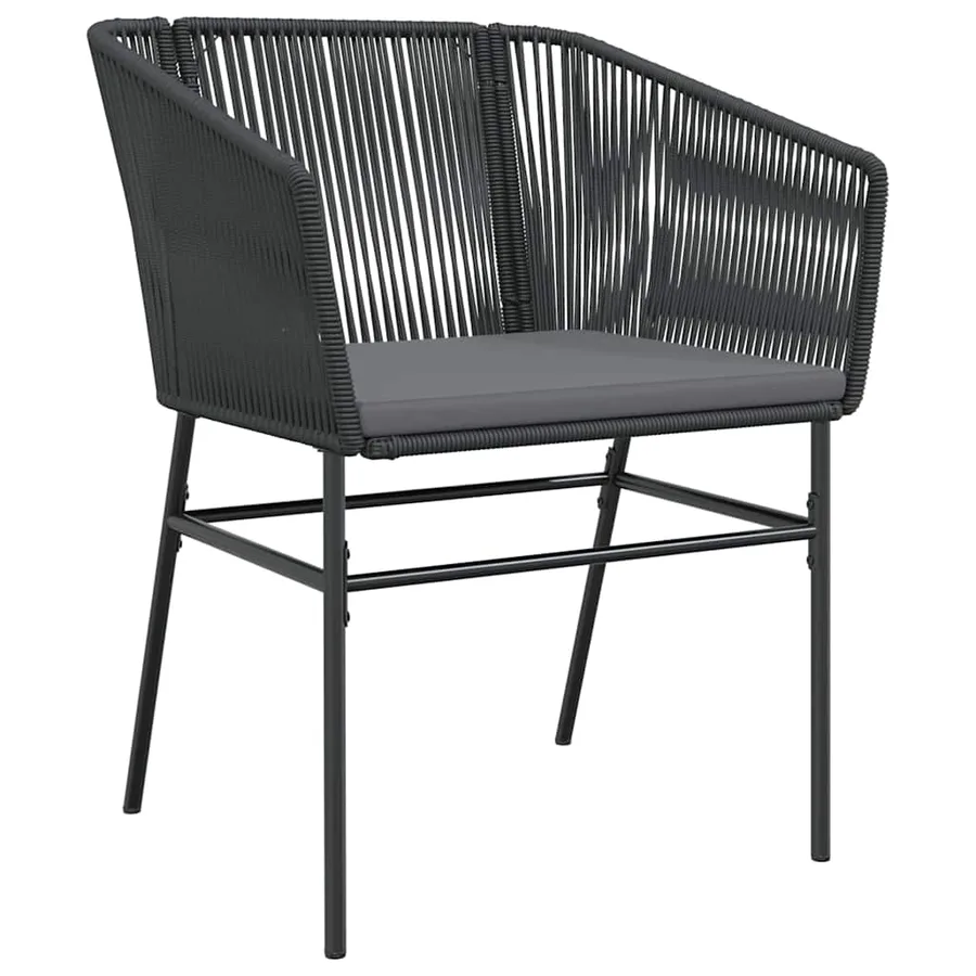 Ensemble de salle à manger pour jardin avec coussin 5 pcs Noir - 6