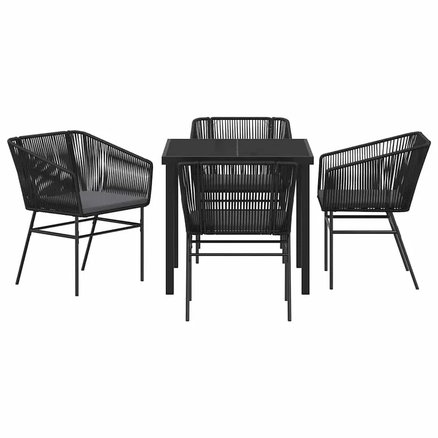 Ensemble de salle à manger pour jardin avec coussin 5 pcs Noir - 7