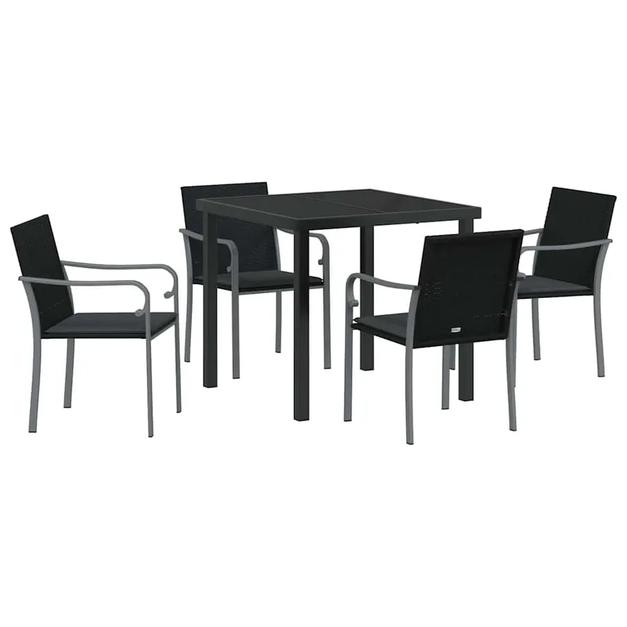 Ensemble de salle à manger pour jardin 5 pcs Noir et gris - 2