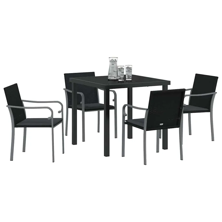 Ensemble de salle à manger pour jardin 5 pcs Noir et gris - 3