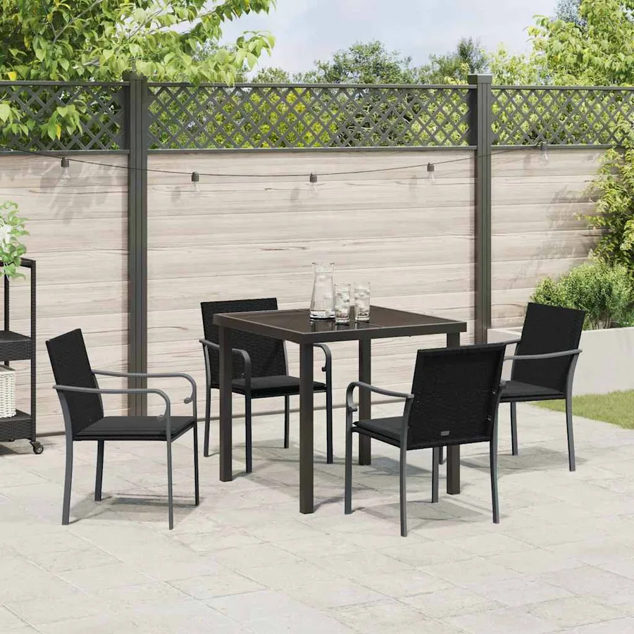 Ensemble de salle à manger pour jardin 5 pcs Noir et gris - 4