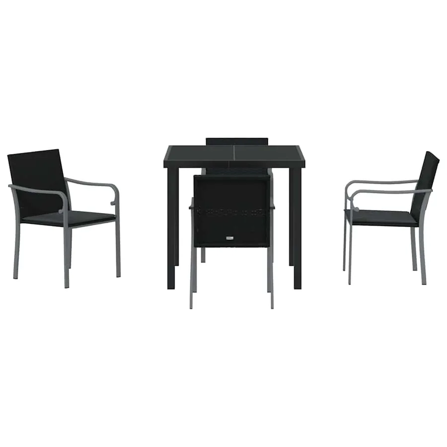 Ensemble de salle à manger pour jardin 5 pcs Noir et gris - 7
