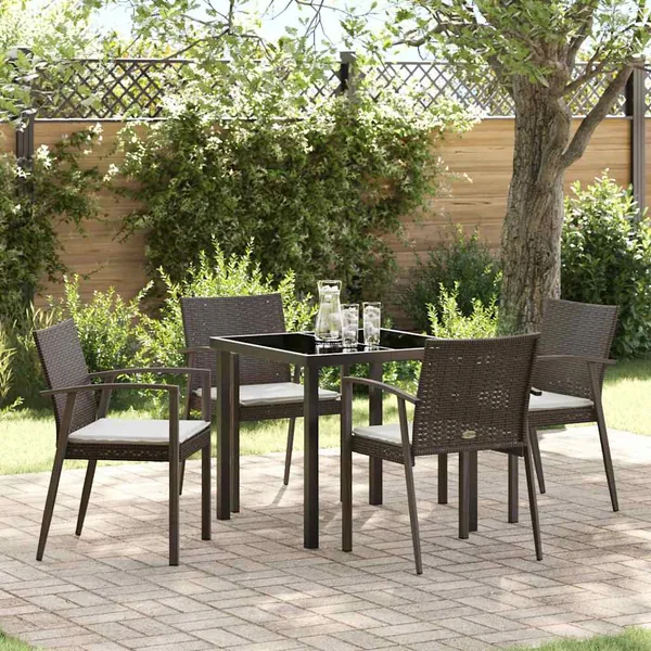 Ensemble de salle à manger pour jardin 5 pcs Marron et Noir