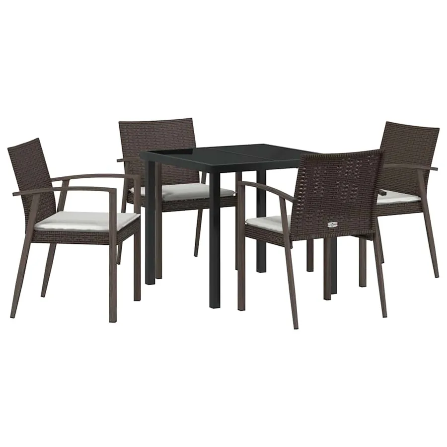 Ensemble de salle à manger pour jardin 5 pcs Marron et Noir - 2