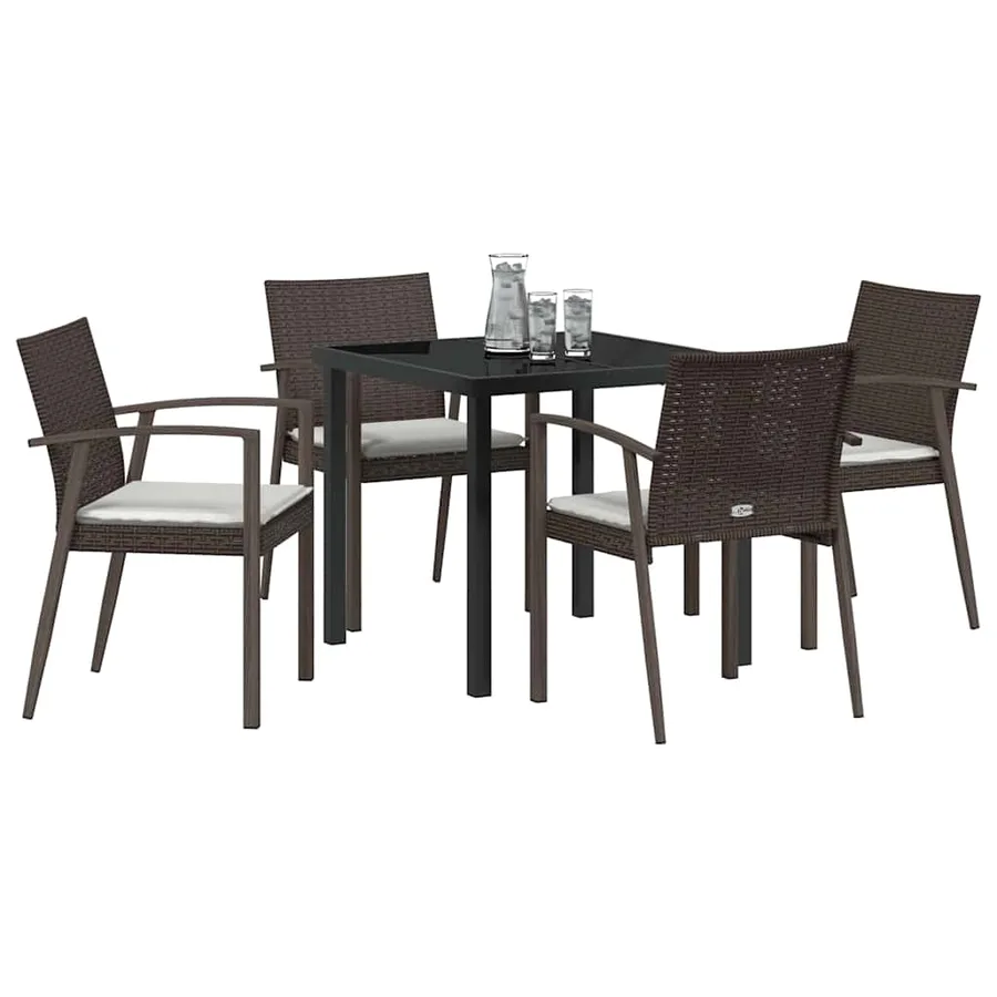 Ensemble de salle à manger pour jardin 5 pcs Marron et Noir - 3